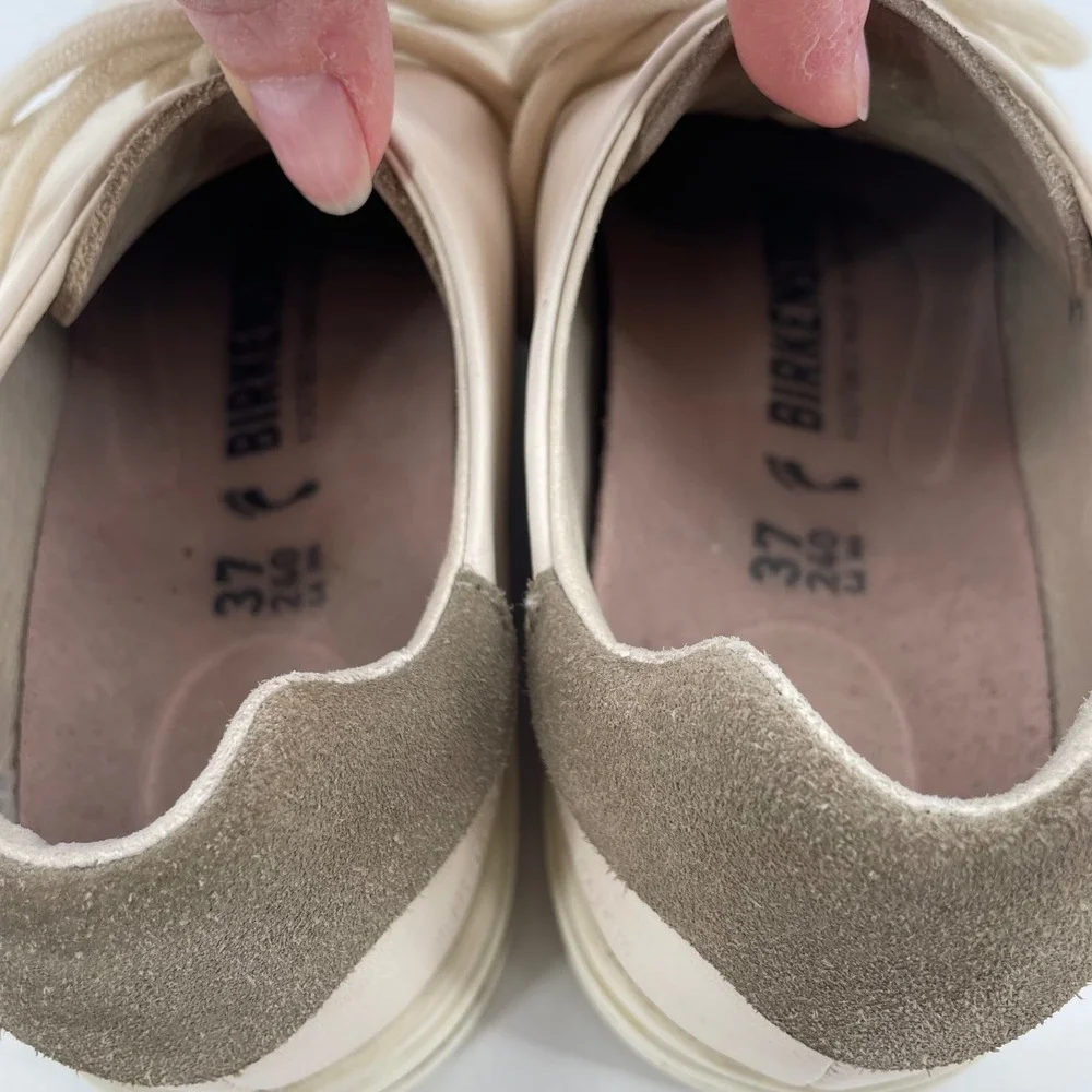 Birkenstock Womens Bend Low Sneaker Size 37 US 6 Eggshell Taupe Leather Nubuck‎